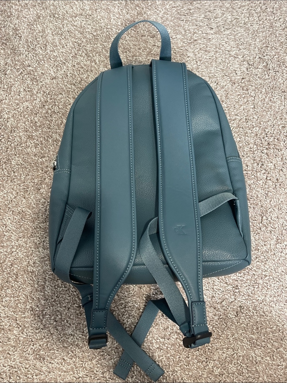 Calvin Klein Teal Pebbled Leather Backpack with Matching Wallet - Picture 6 of 11